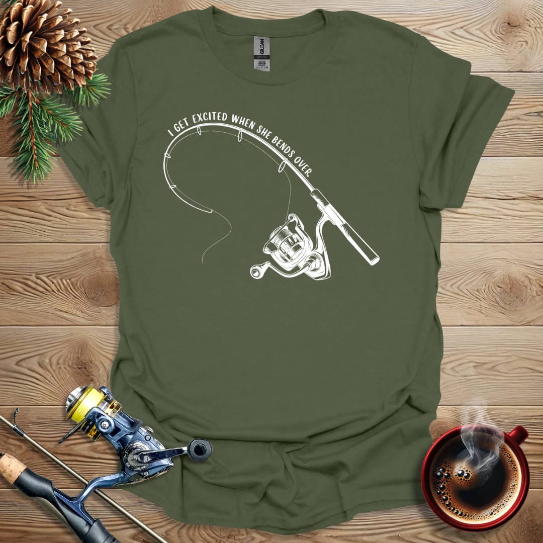 Printify T-Shirt Military Green / S I Get Excited When She Bends Over T-Shirt