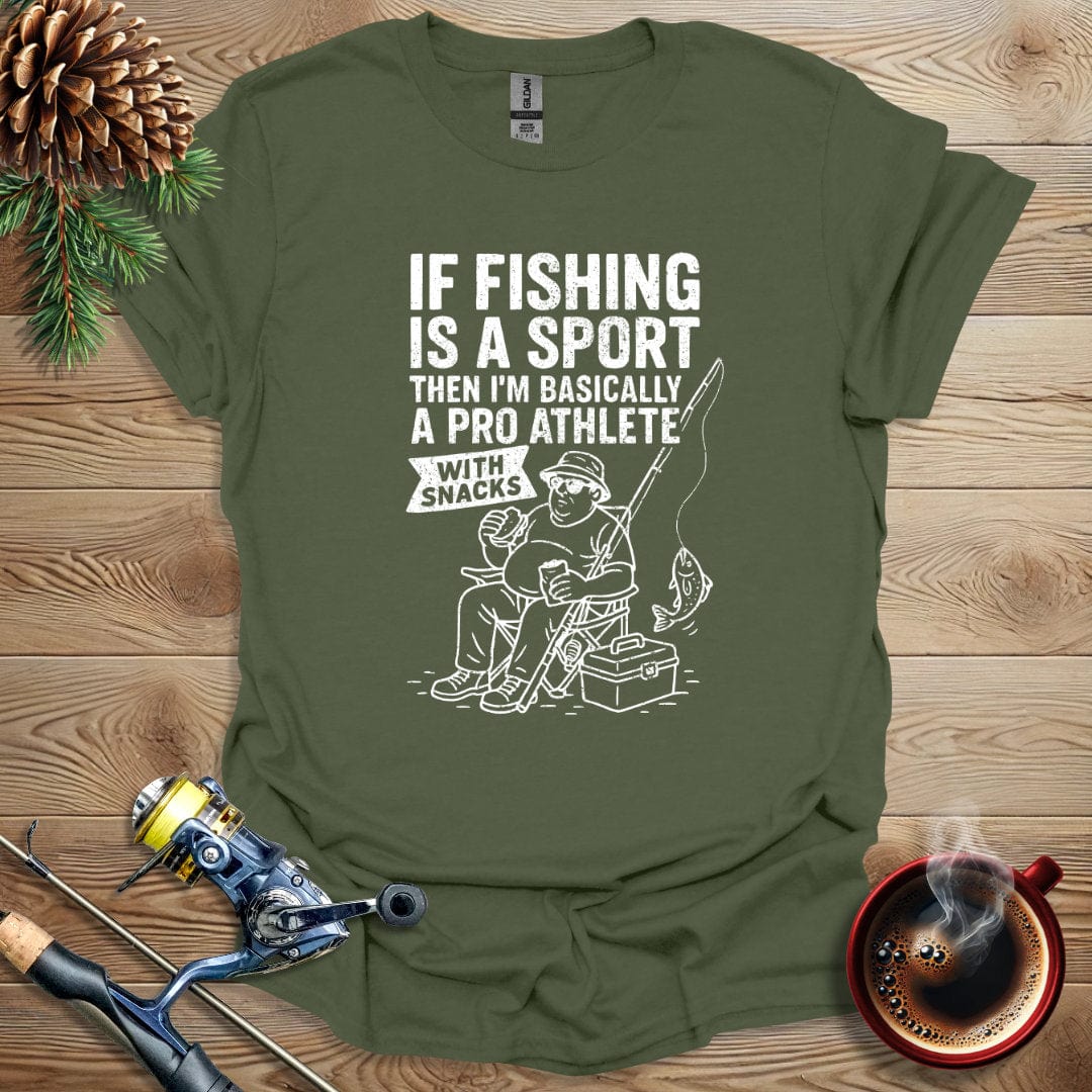 Printify T-Shirt Military Green / S If Fishing Is A Sport T-Shirt
