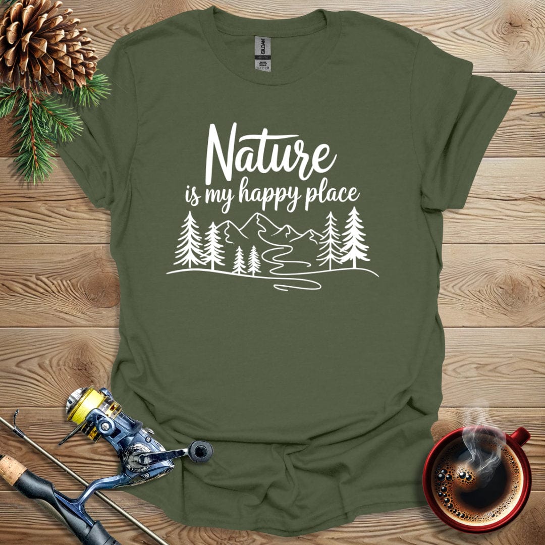 Printify T-Shirt Military Green / S Nature Is My Happy Place T-Shirt