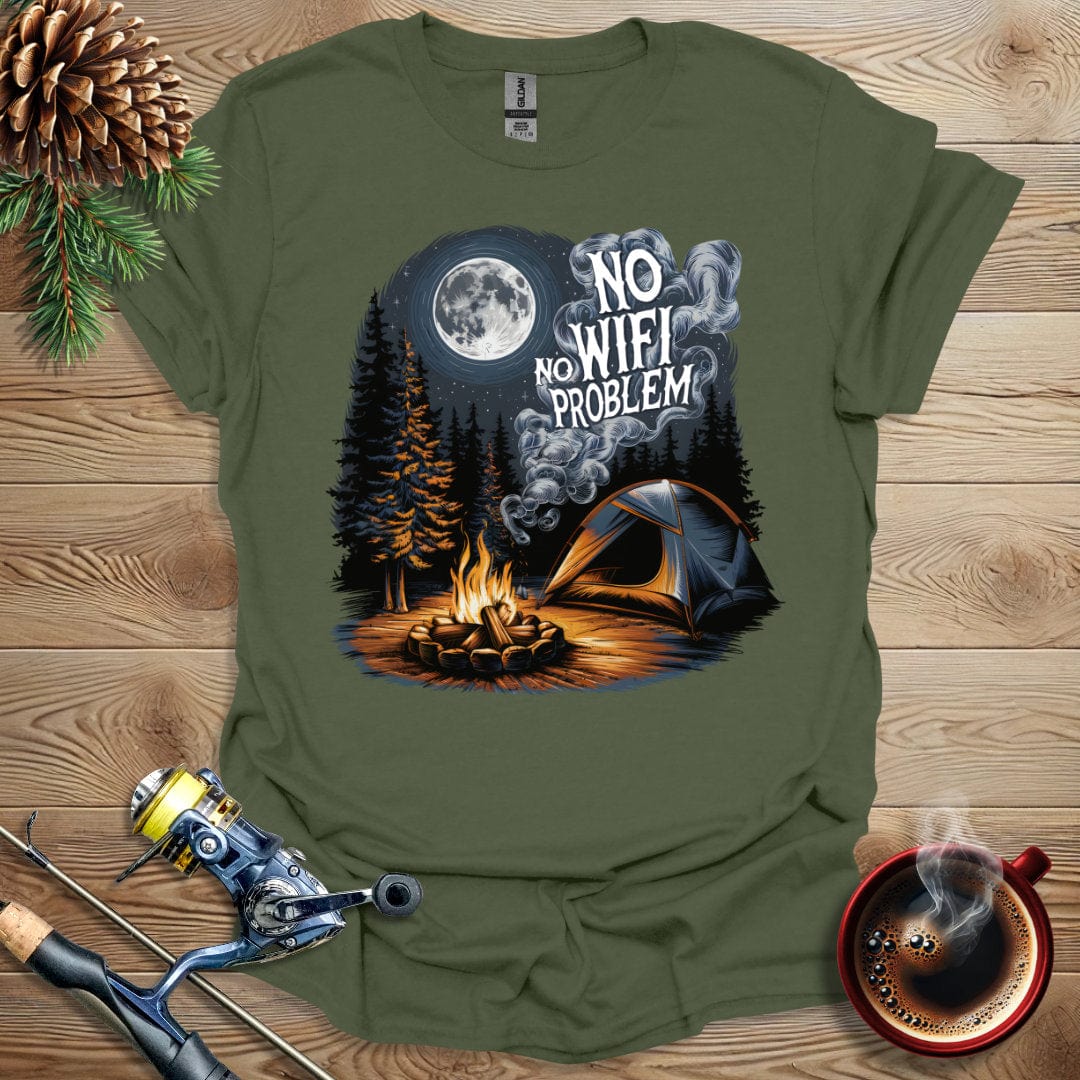 Printify T-Shirt Military Green / S No Wifi No Problem T-Shirt