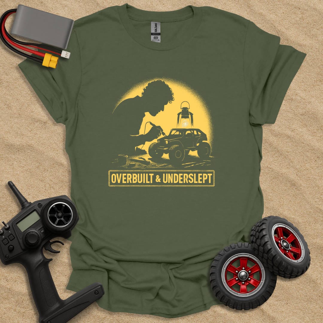 Printify T-Shirt Military Green / S Overbuilt & Underslept T-Shirt
