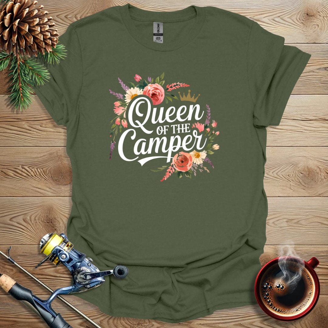 Printify T-Shirt Military Green / S Queen of the Camper T-Shirt