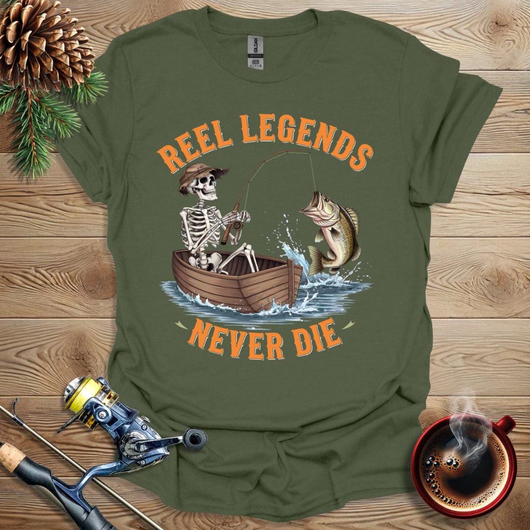 Printify T-Shirt Military Green / S Reel Legends Never Die T-Shirt