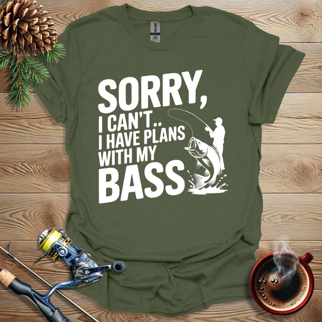 Printify T-Shirt Military Green / S Sorry, I Can't I Have Plans With My Bass T-Shirt