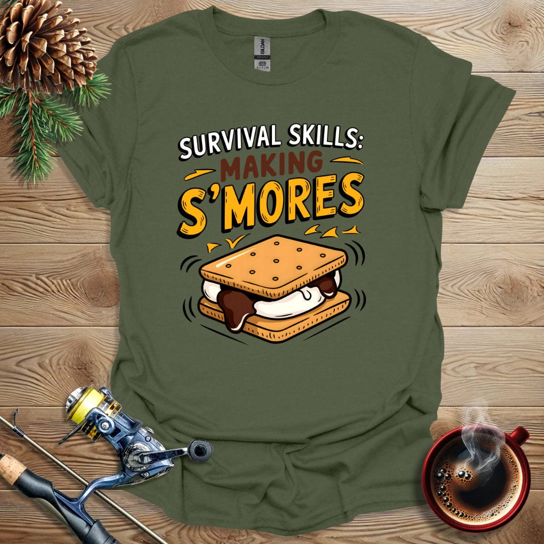 Printify T-Shirt Military Green / S Survival Skills: Making S'mores T-Shirt