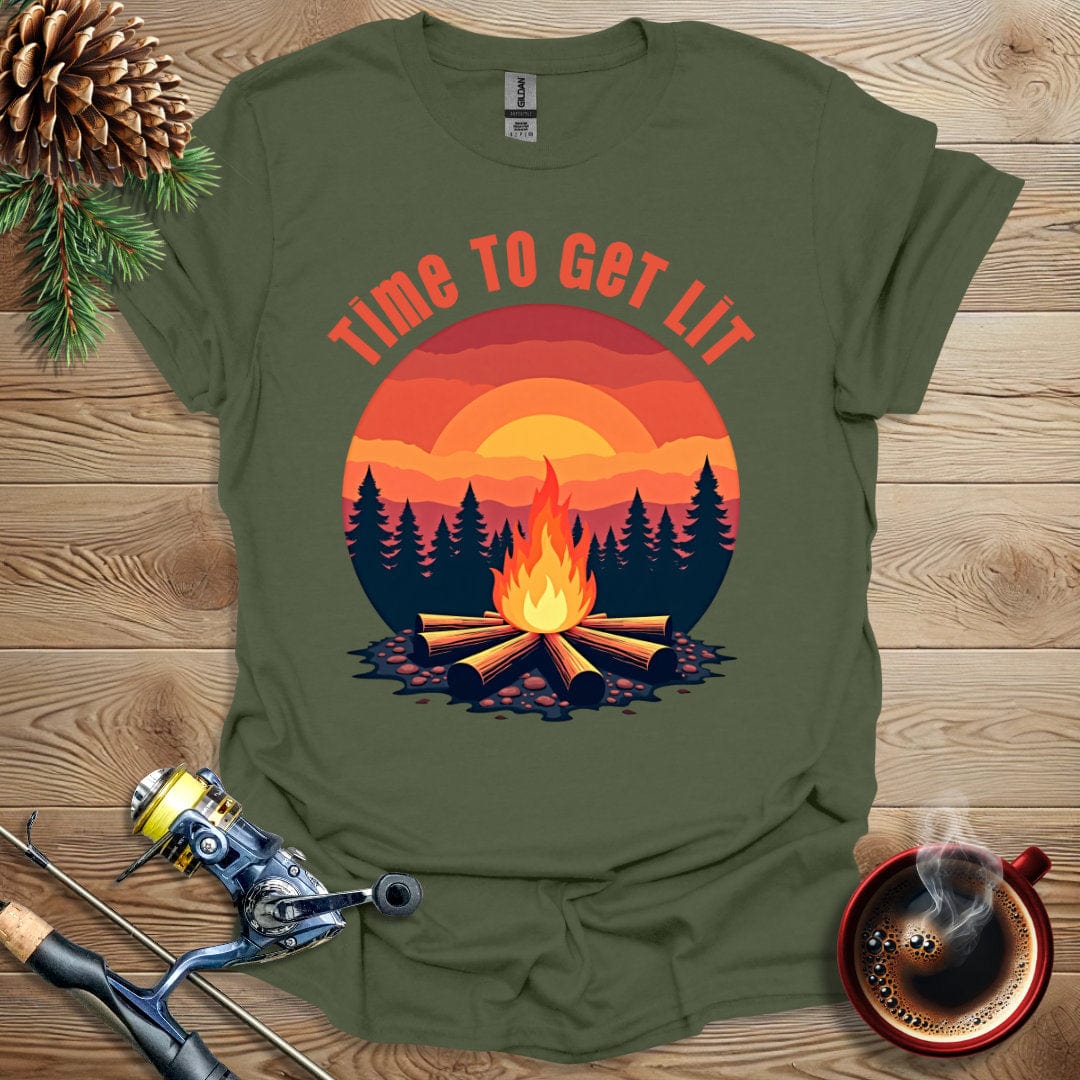 Printify T-Shirt Military Green / S Time To Get Lit T-Shirt