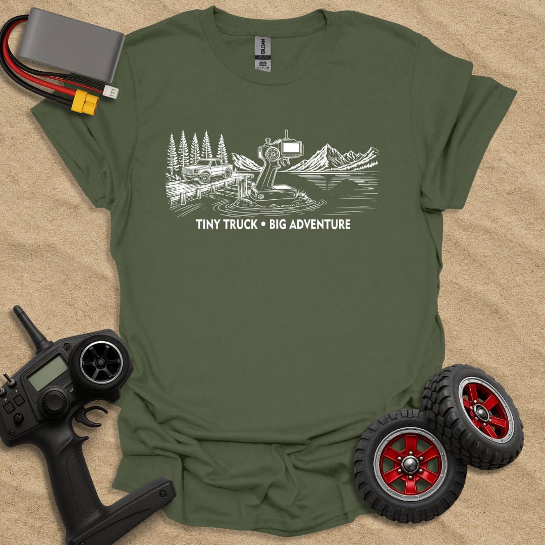 Printify T-Shirt Military Green / S Tiny Truck - Big Adventure T-Shirt
