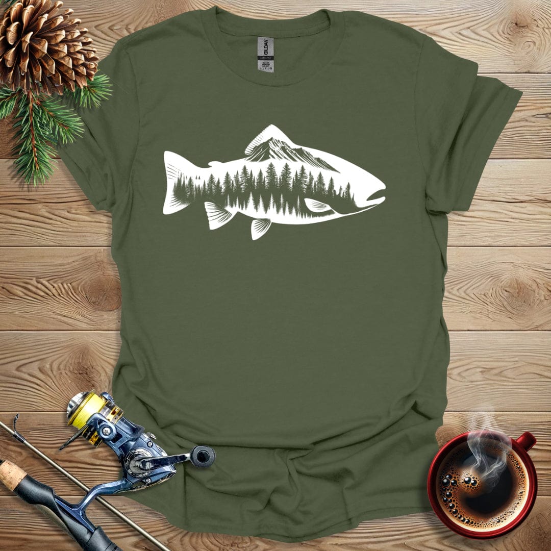 Printify T-Shirt Military Green / S Trout Nature T-Shirt