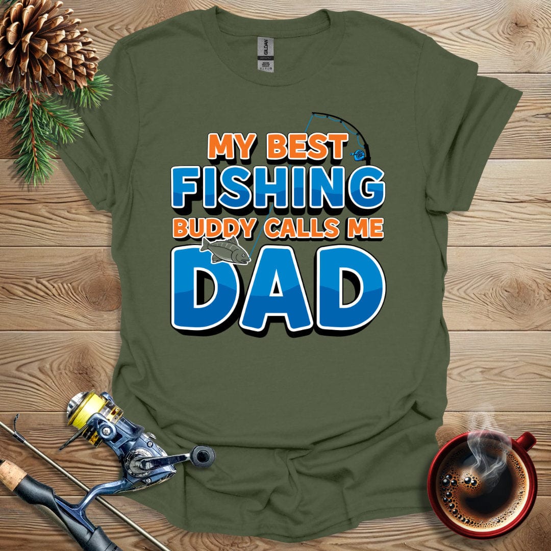 Printify T-Shirt My Best Fishing Buddy Calls Me Dad T-Shirt