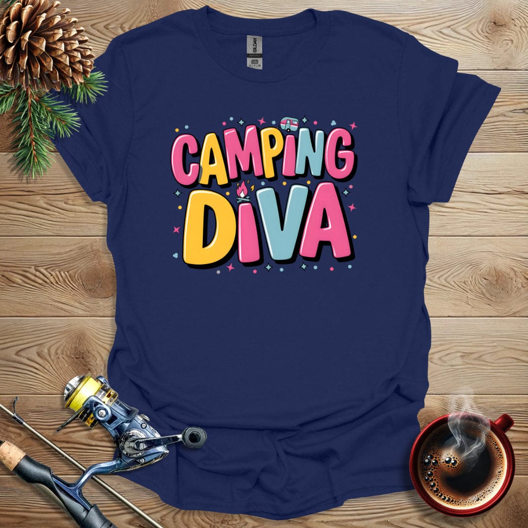 Printify T-Shirt Navy / S Camping Diva T-Shirt
