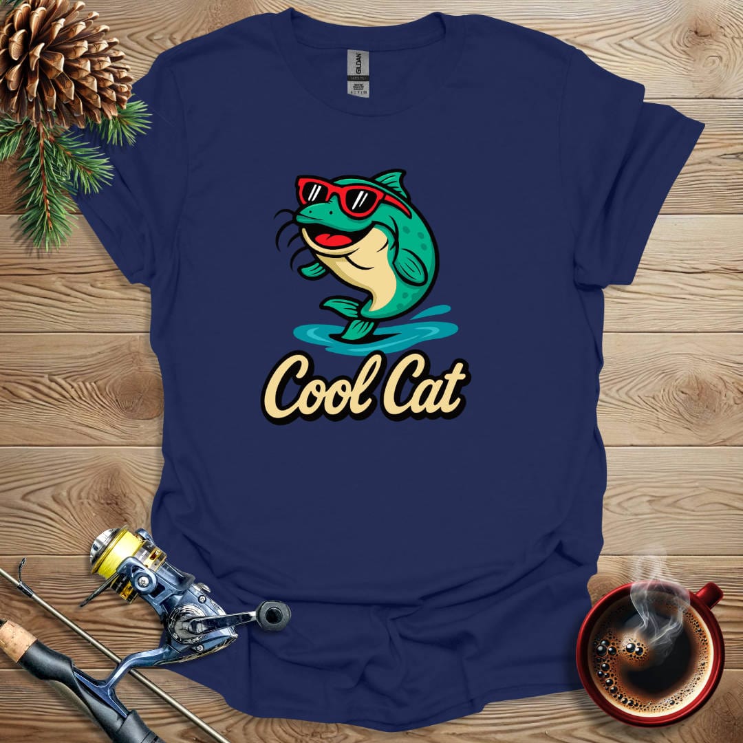 Printify T-Shirt Navy / S Cool Cat T-Shirt