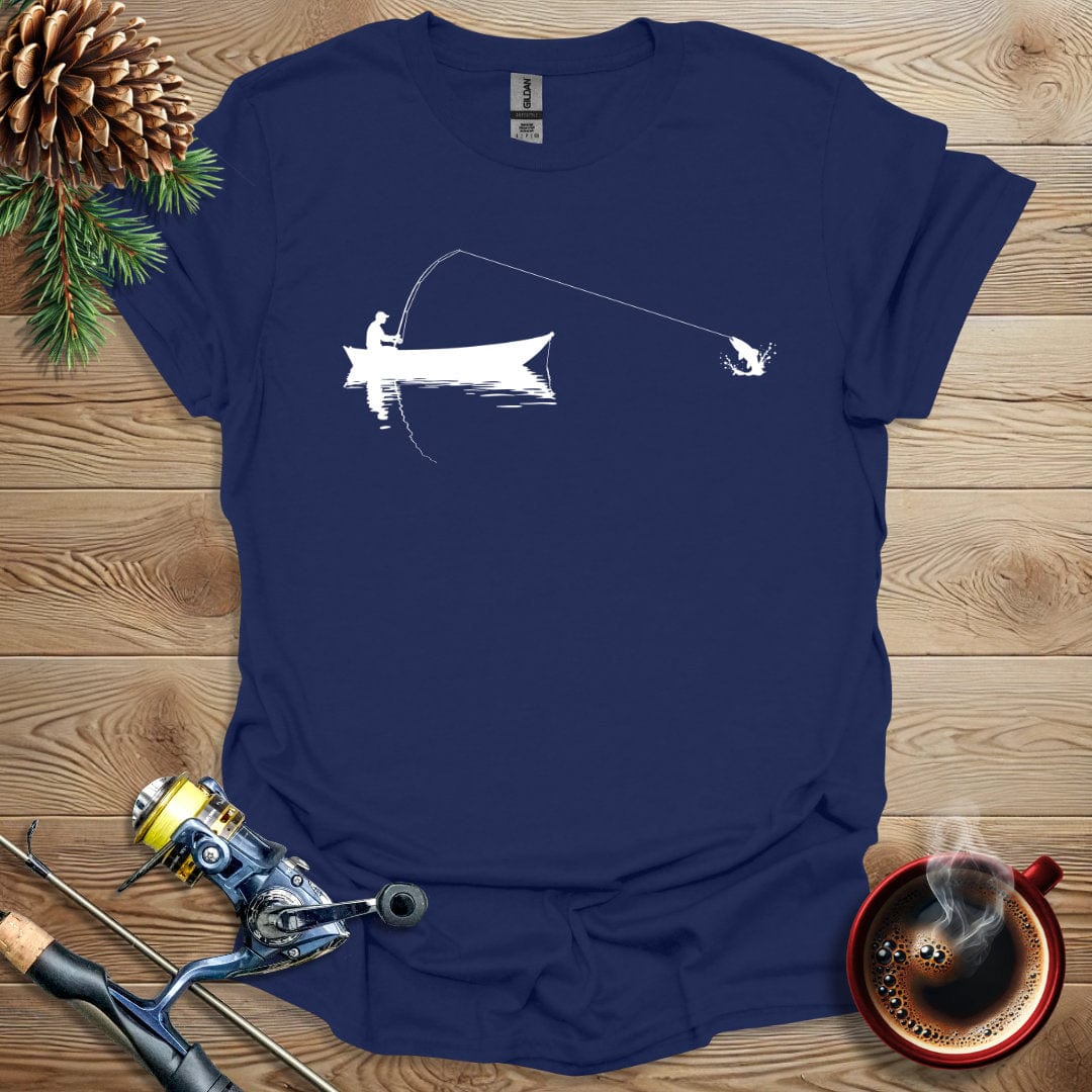Printify T-Shirt Navy / S Fishing Boat Silhouette T-Shirt
