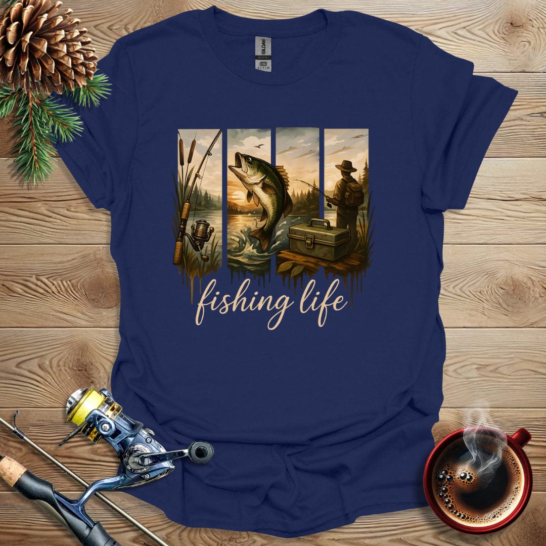 Printify T-Shirt Navy / S Fishing Life T-Shirt