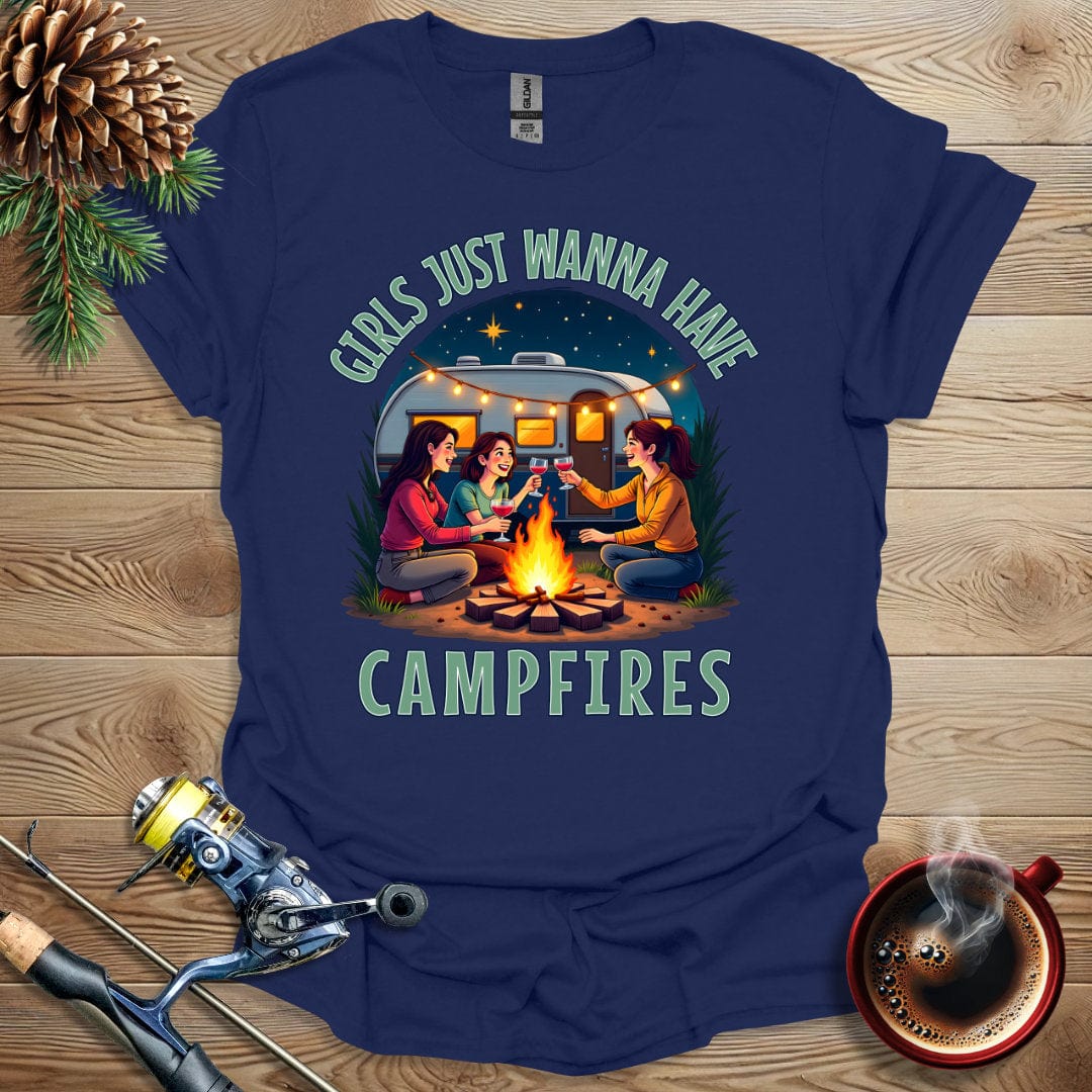 Printify T-Shirt Navy / S Girls Just Wanna Have Campfires T-Shirt