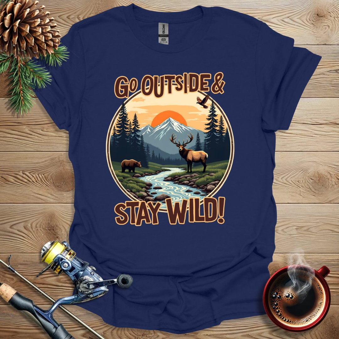 Printify T-Shirt Navy / S Go Outside & Stay Wild T-Shirt