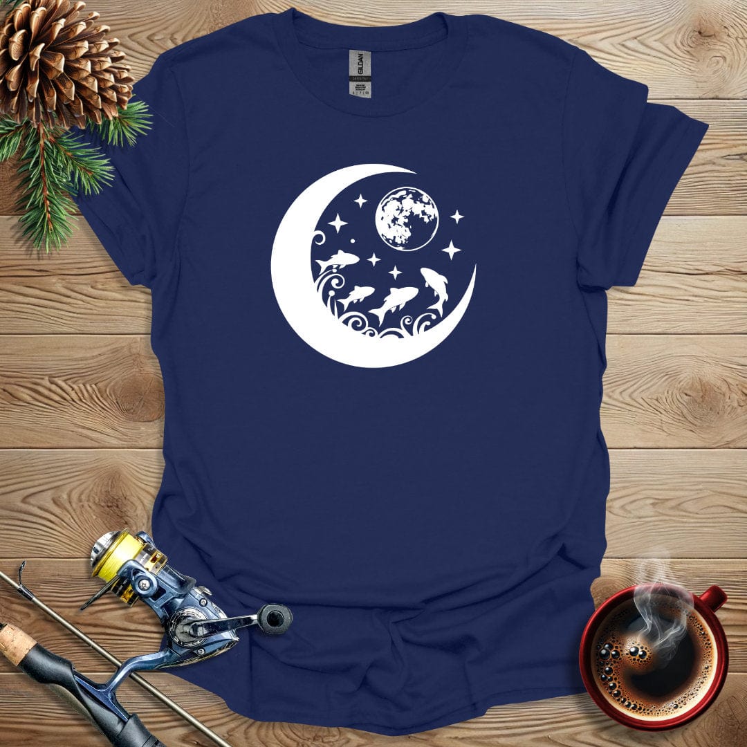 Printify T-Shirt Navy / S Moon Fish T-Shirt