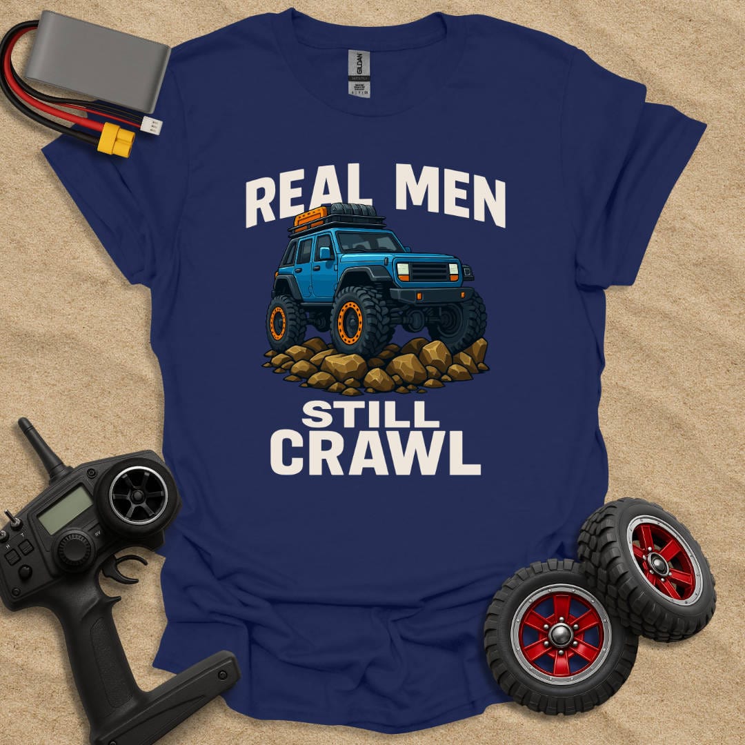 Printify T-Shirt Navy / S Real Men Still Crawl - Color T-Shirt