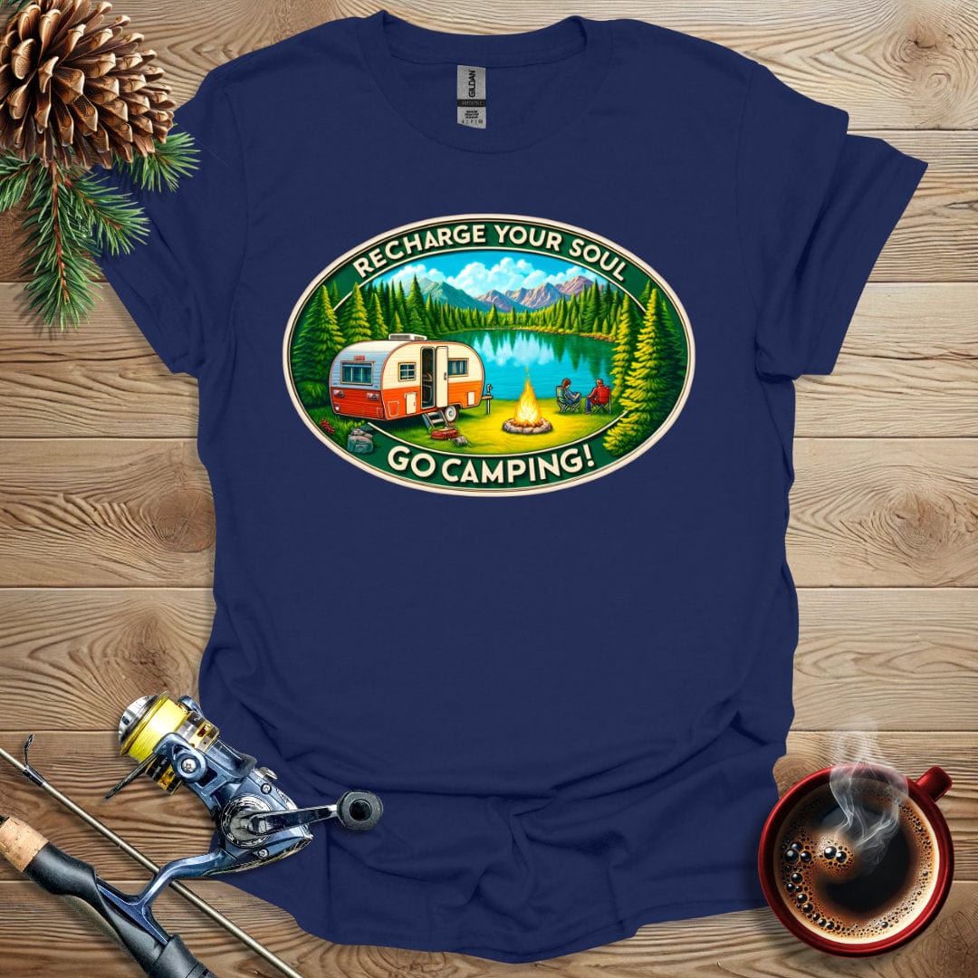 Printify T-Shirt Navy / S Recharge Your Soul - Go Camping T-Shirt