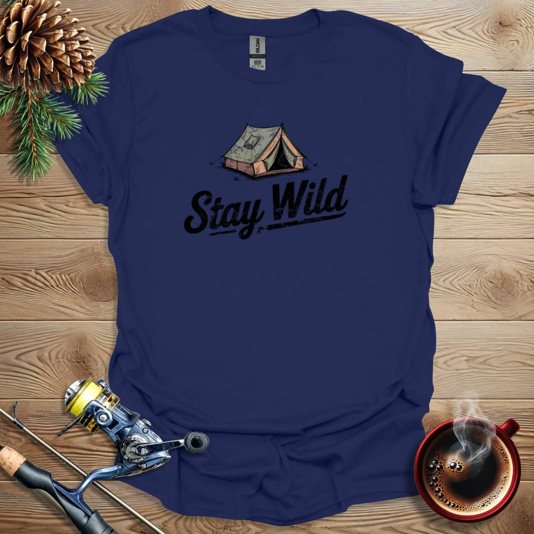 Printify T-Shirt Navy / S Stay Wild - Tent T-Shirt