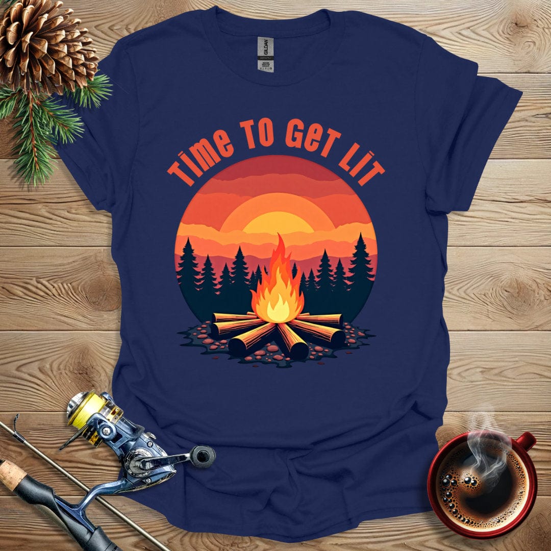 Printify T-Shirt Navy / S Time To Get Lit T-Shirt
