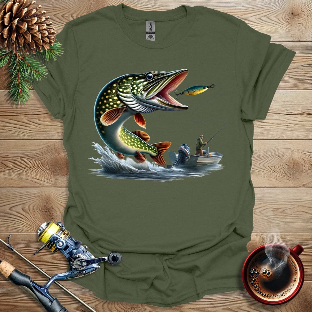 Printify T-Shirt Northern Pike Jump T-Shirt