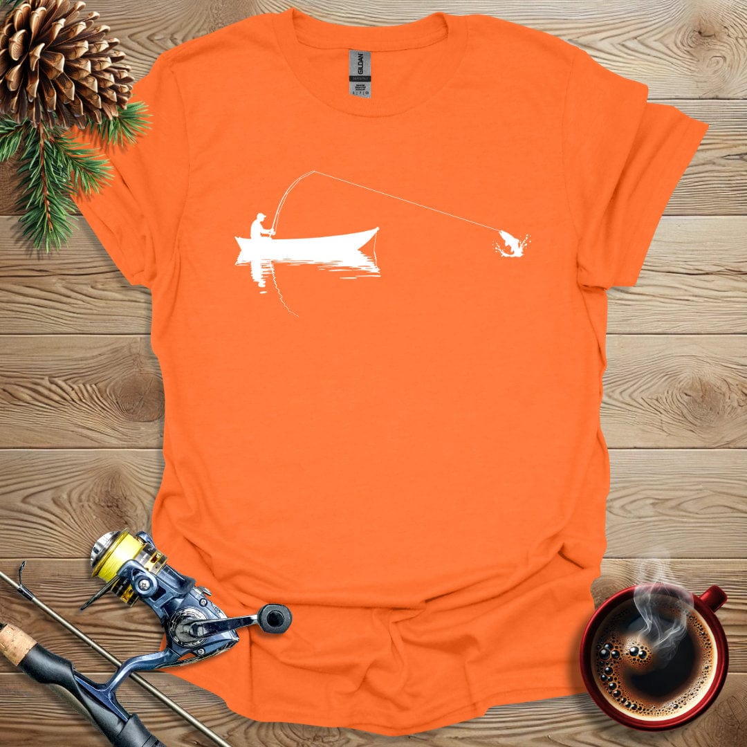 Printify T-Shirt Orange / S Fishing Boat Silhouette T-Shirt