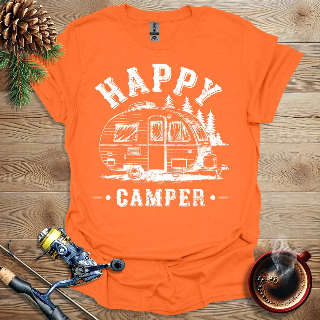 Printify T-Shirt Orange / S Happy Camper_B&W T-Shirt