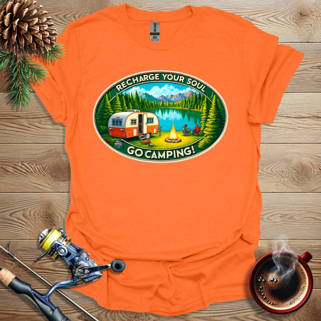 Printify T-Shirt Orange / S Recharge Your Soul - Go Camping T-Shirt
