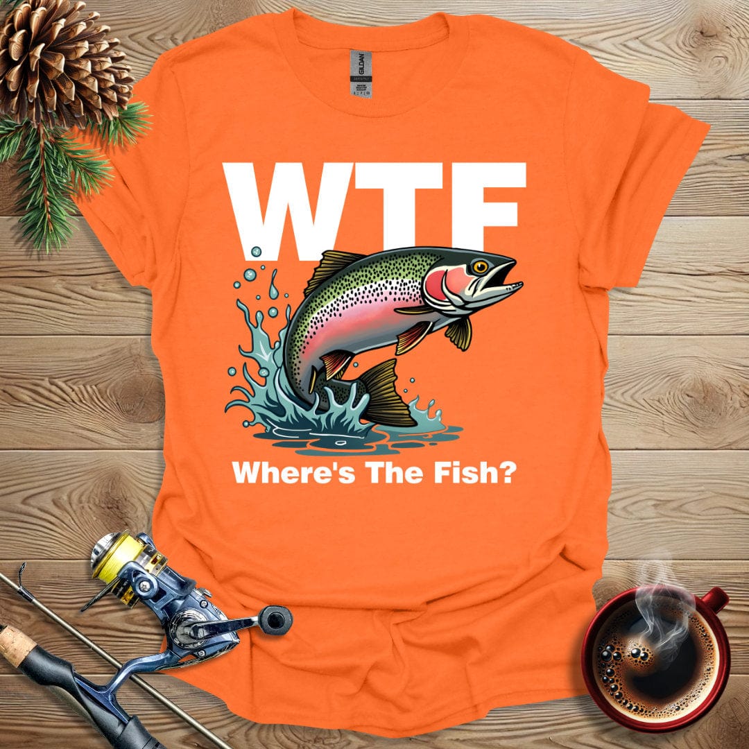 Printify T-Shirt Orange / S WTF - Where's The Fish? T-Shirt