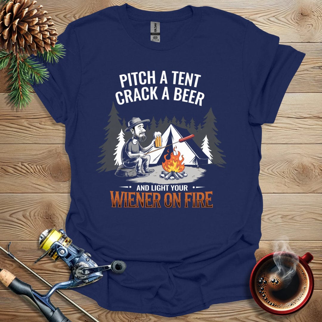 Printify T-Shirt Pitch a Tent Crack a Beer - Dark Shirts T-Shirt