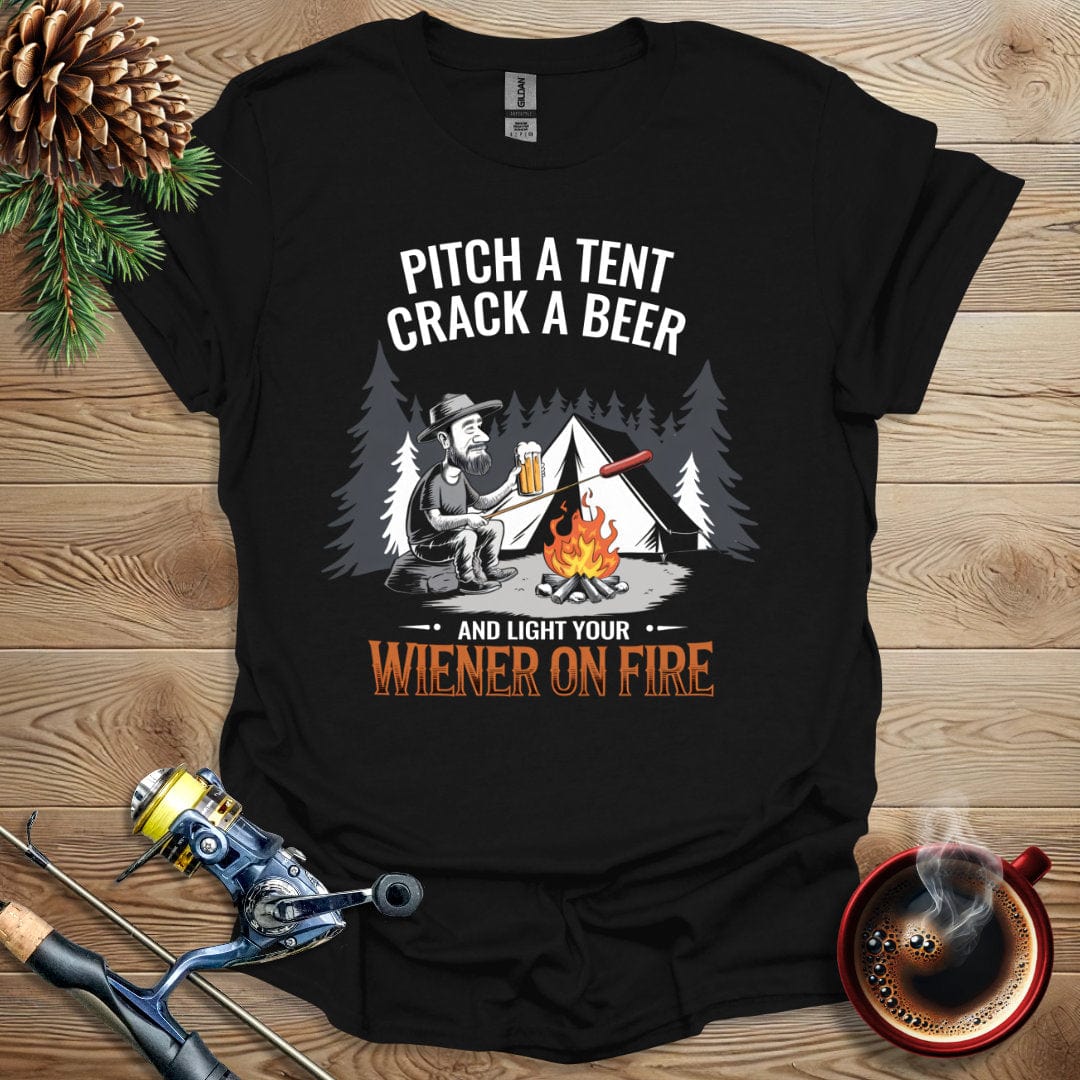 Printify T-Shirt Pitch a Tent Crack a Beer - Dark Shirts T-Shirt