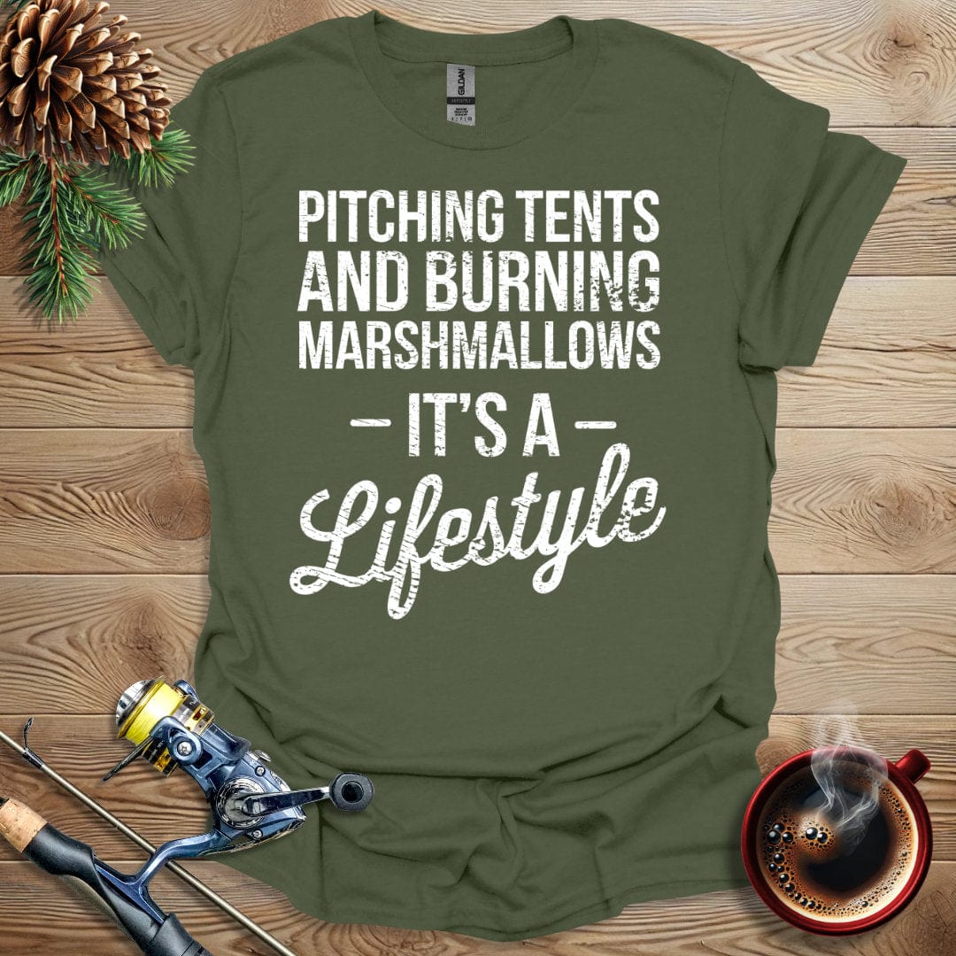 Printify T-Shirt Pitching Tents and Burning Marshmallows T-Shirt