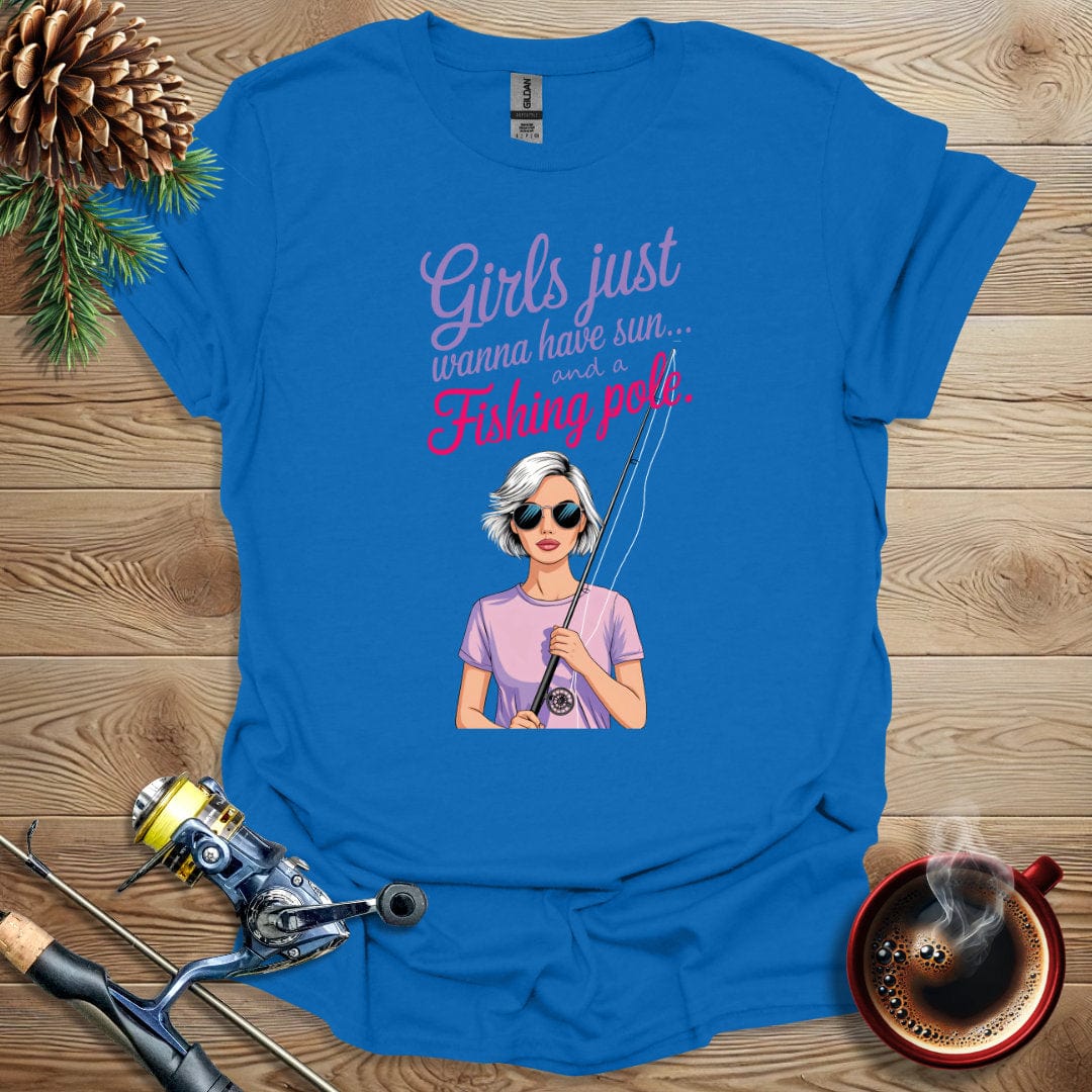 Printify T-Shirt Royal / S Girls Just Wanna Have Sun and a Fishing Pole T-Shirt