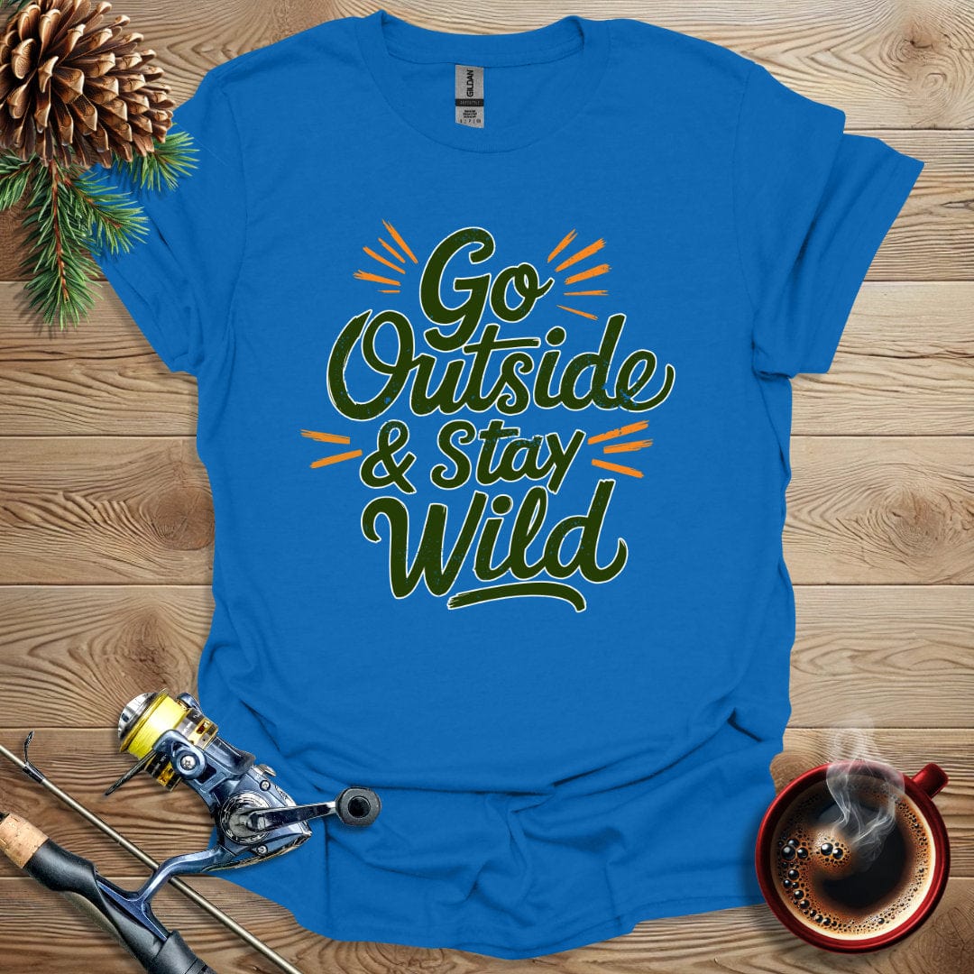 Printify T-Shirt Royal / S Go Outside & Stay Wild - Text T-Shirt
