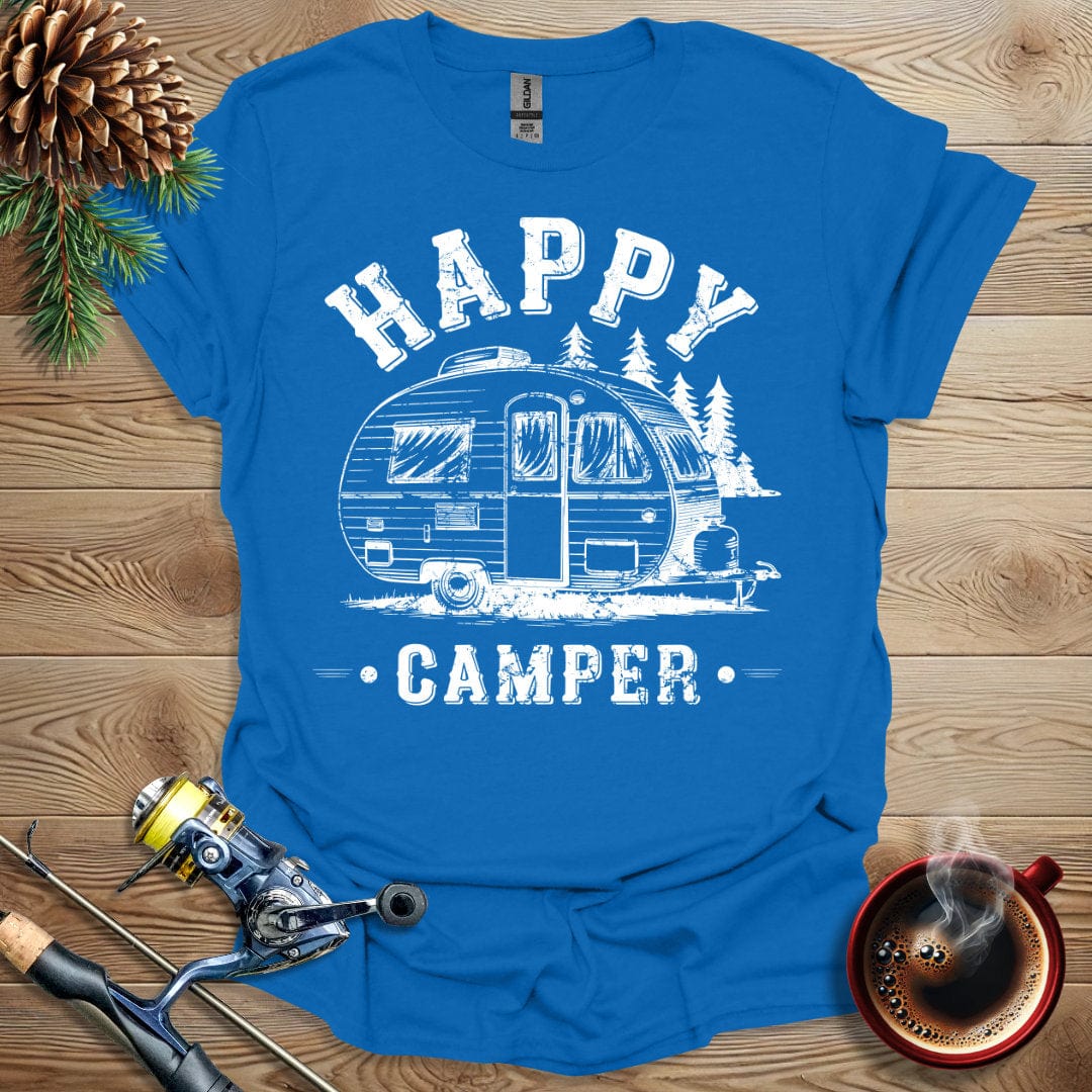 Printify T-Shirt Royal / S Happy Camper_B&W T-Shirt