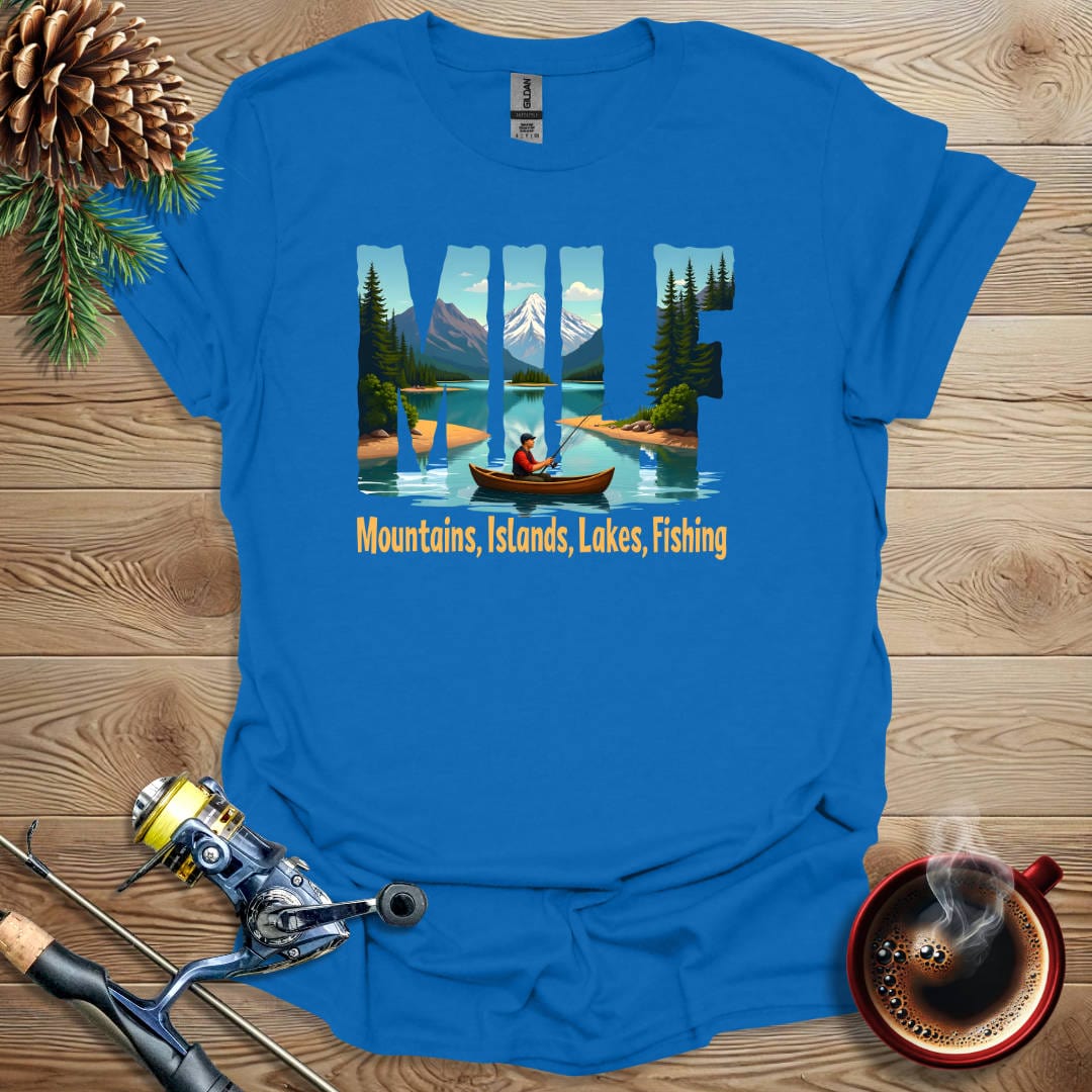 Printify T-Shirt Royal / S Mountains, Islands, Lakes, Fishing T-Shirt