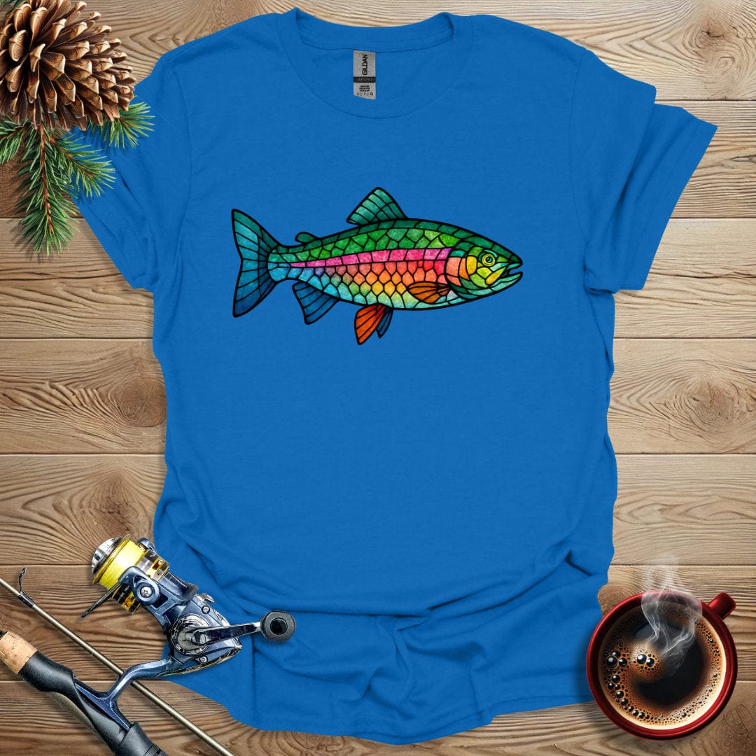 Printify T-Shirt Royal / S Rainbow Trout - Stained Glass T-Shirt