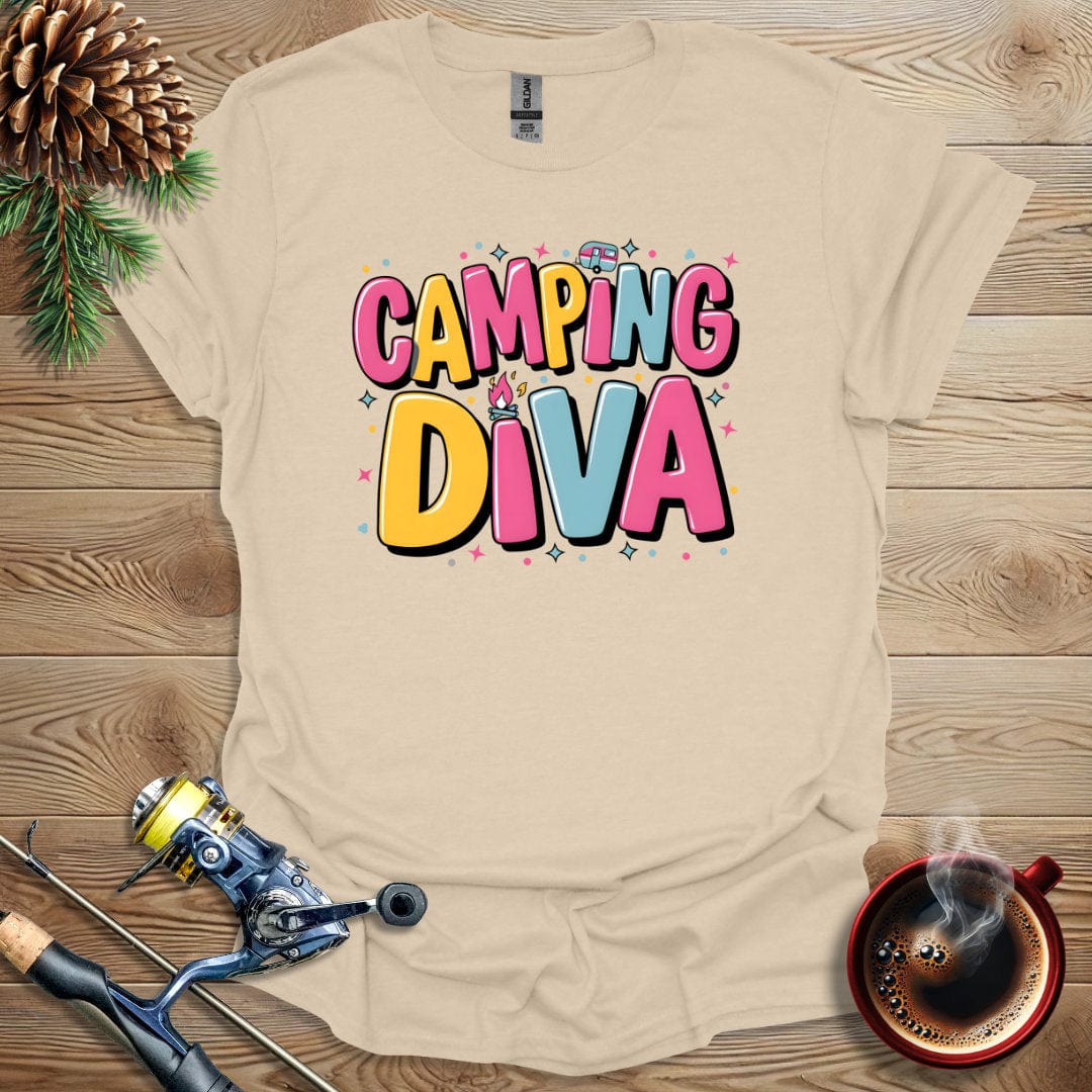 Printify T-Shirt Sand / S Camping Diva T-Shirt