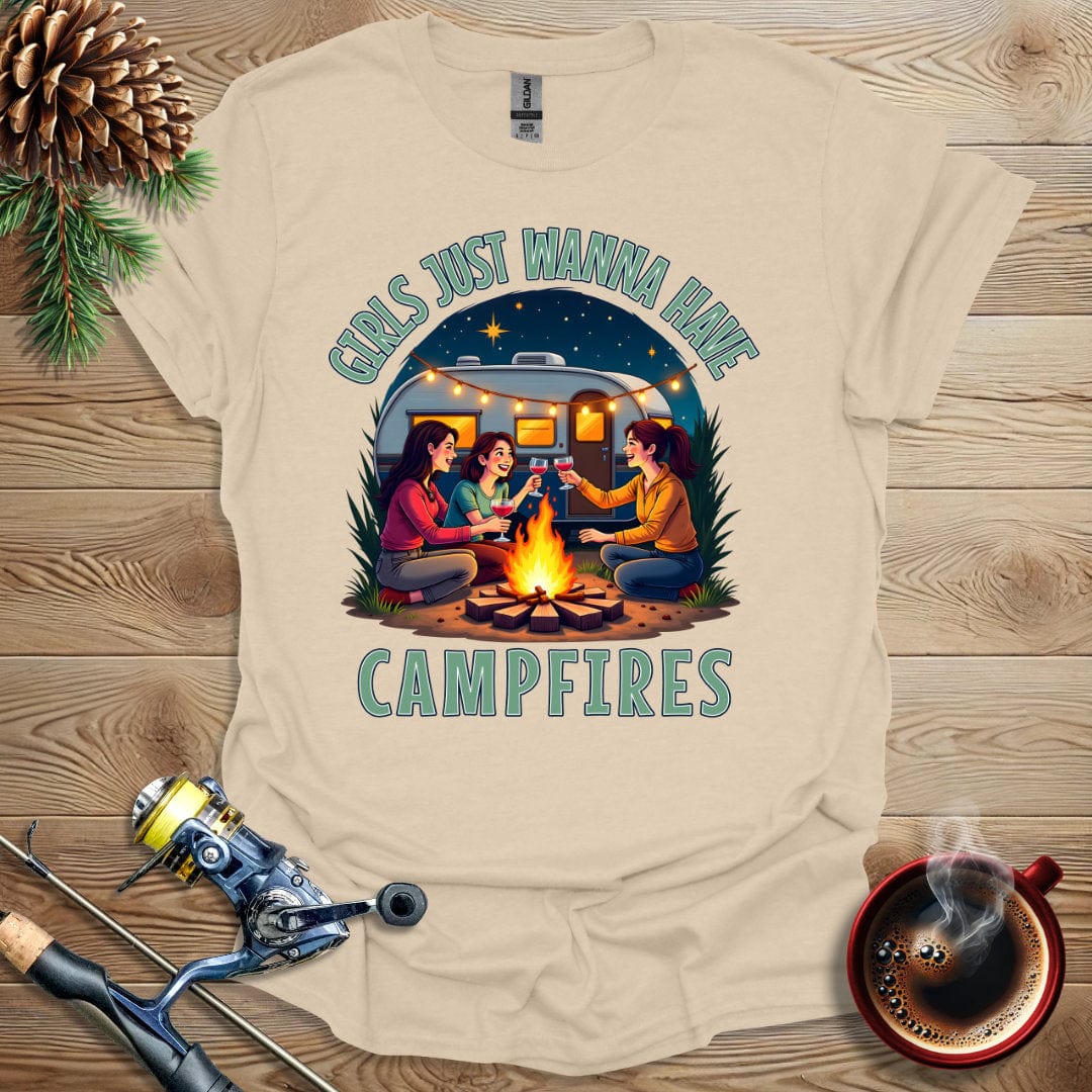 Printify T-Shirt Sand / S Girls Just Wanna Have Campfires T-Shirt