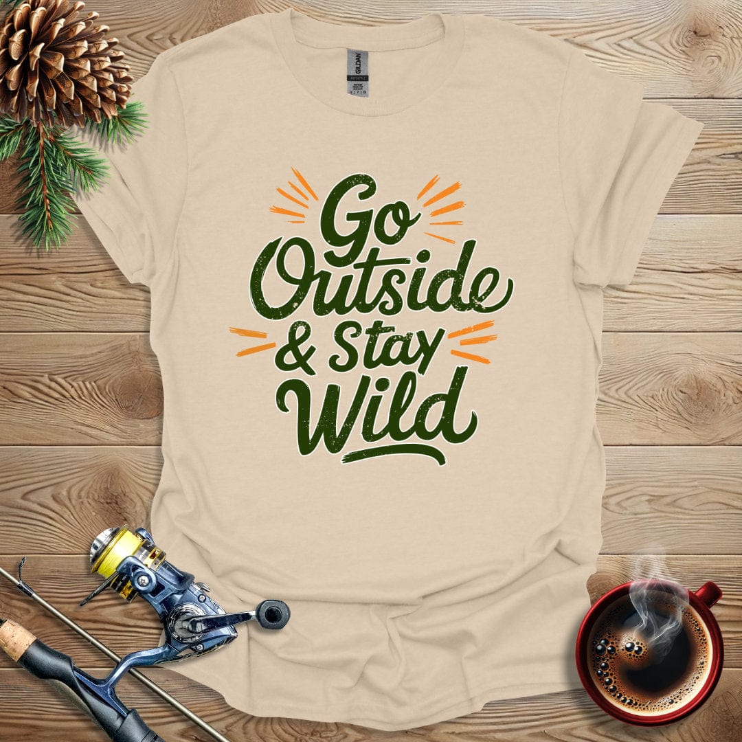 Printify T-Shirt Sand / S Go Outside & Stay Wild - Text T-Shirt