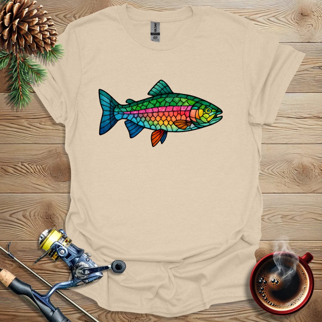 Printify T-Shirt Sand / S Rainbow Trout - Stained Glass T-Shirt