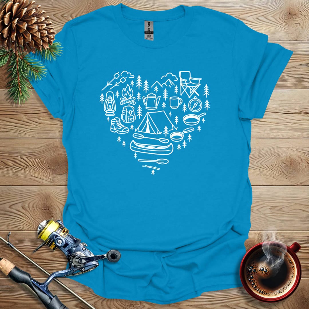 Printify T-Shirt Sapphire / S Camping Heart T-Shirt