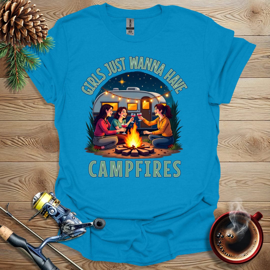 Printify T-Shirt Sapphire / S Girls Just Wanna Have Campfires T-Shirt