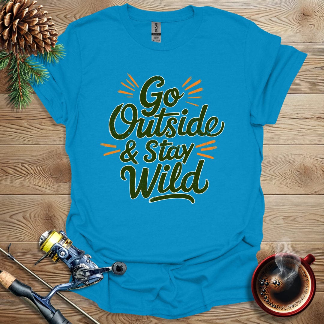 Printify T-Shirt Sapphire / S Go Outside & Stay Wild - Text T-Shirt