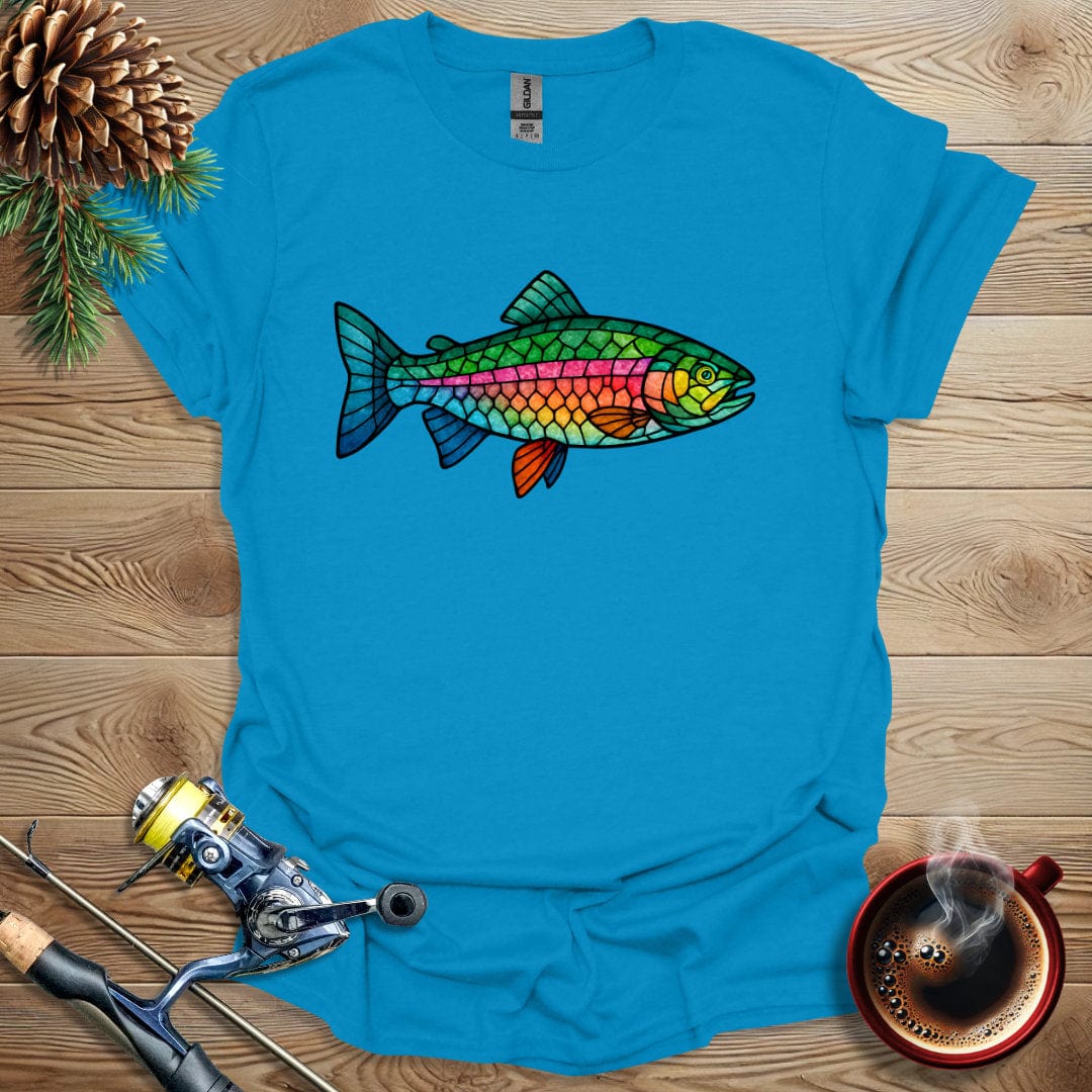 Printify T-Shirt Sapphire / S Rainbow Trout - Stained Glass T-Shirt