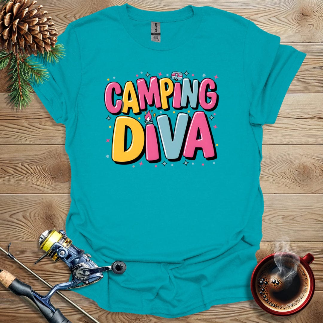 Printify T-Shirt Tropical Blue / S Camping Diva T-Shirt