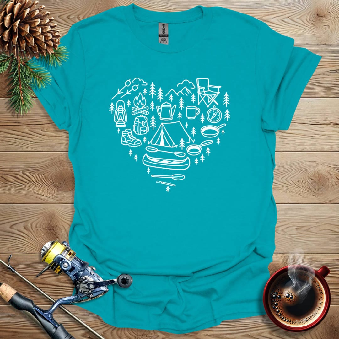 Printify T-Shirt Tropical Blue / S Camping Heart T-Shirt