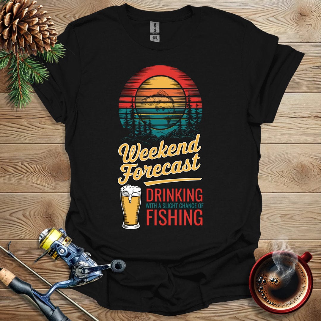 Printify T-Shirt Weekend Forecast Drinking with a Slight Chance of Fishing T-Shirt