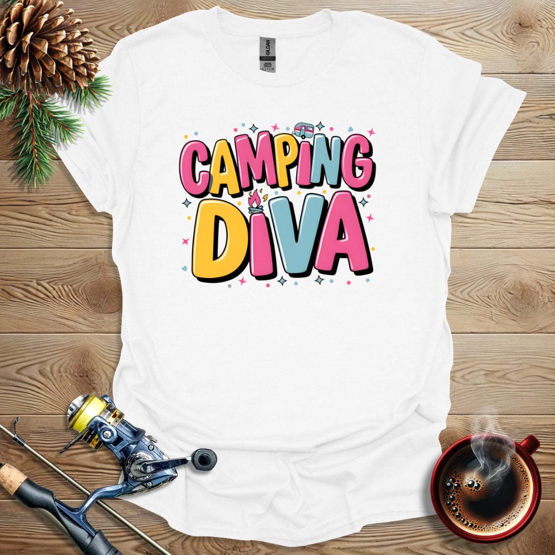 Printify T-Shirt White / S Camping Diva T-Shirt