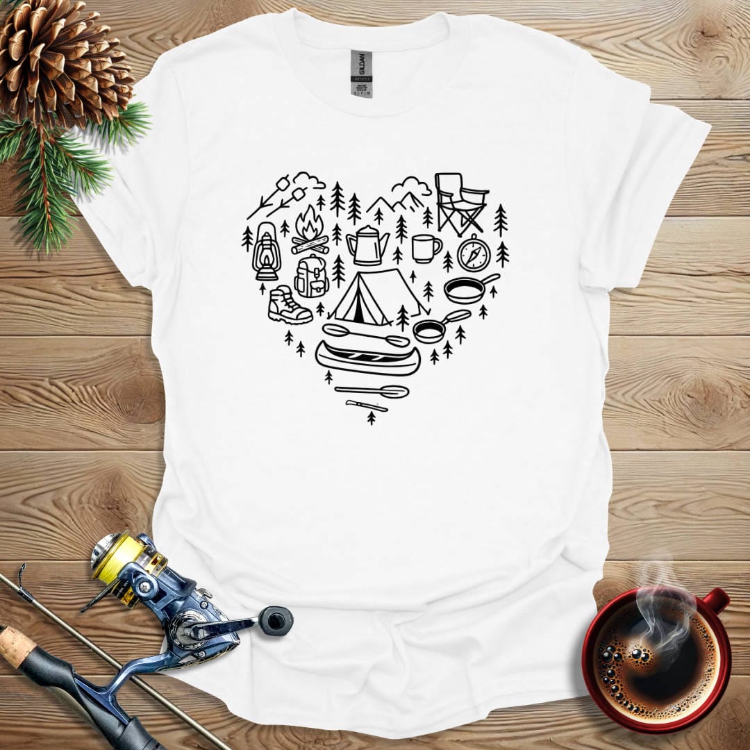 Printify T-Shirt White / S Camping Heart T-Shirt